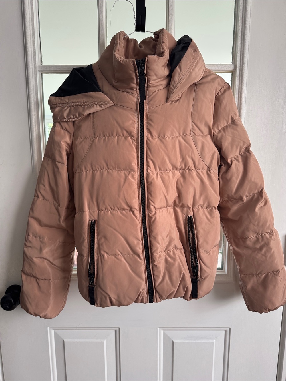 French Connection Womens Tan Puffer Jacket with Hood